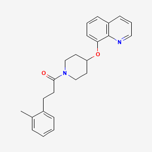 molecular formula C24H26N2O2 B2904360 1-(4-(Quinolin-8-yloxy)piperidin-1-yl)-3-(o-tolyl)propan-1-one CAS No. 1904419-91-5