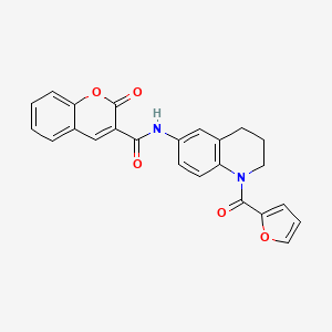 molecular formula C24H18N2O5 B2904362 N-[1-(furan-2-carbonyl)-3,4-dihydro-2H-quinolin-6-yl]-2-oxochromene-3-carboxamide CAS No. 946245-59-6