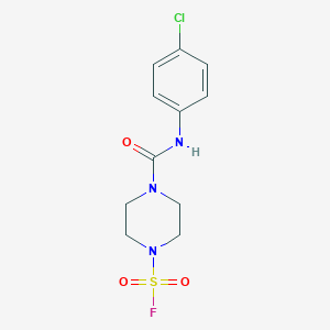 molecular formula C11H13ClFN3O3S B2904364 4-[(4-Chlorophenyl)carbamoyl]piperazine-1-sulfonyl fluoride CAS No. 2361824-29-3