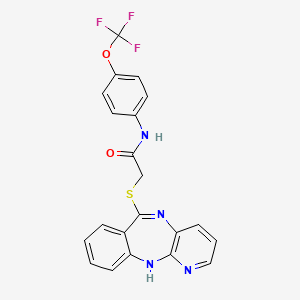 molecular formula C21H15F3N4O2S B2904366 2-((11H-benzo[e]pyrido[3,2-b][1,4]diazepin-6-yl)thio)-N-(4-(trifluoromethoxy)phenyl)acetamide CAS No. 920221-61-0