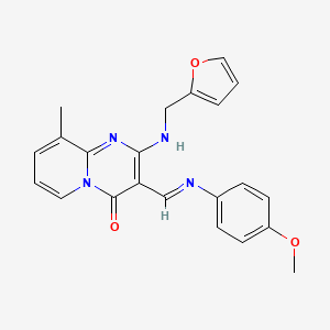 molecular formula C22H20N4O3 B2904377 (E)-2-((呋喃-2-基甲基)氨基)-3-(((4-甲氧苯基)亚氨基)甲基)-9-甲基-4H-吡啶并[1,2-a]嘧啶-4-酮 CAS No. 463358-20-5