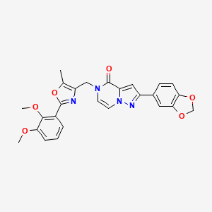 molecular formula C26H22N4O6 B2904378 2-(benzo[d][1,3]dioxol-5-yl)-5-((2-(2,3-dimethoxyphenyl)-5-methyloxazol-4-yl)methyl)pyrazolo[1,5-a]pyrazin-4(5H)-one CAS No. 1359031-06-3