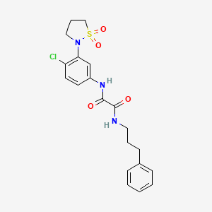 molecular formula C20H22ClN3O4S B2904385 N1-(4-chloro-3-(1,1-dioxidoisothiazolidin-2-yl)phenyl)-N2-(3-phenylpropyl)oxalamide CAS No. 1105216-38-3