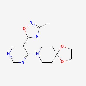 molecular formula C14H17N5O3 B2904389 8-(5-(3-甲基-1,2,4-噁二唑-5-基)嘧啶-4-基)-1,4-二噁-8-氮雜螺[4.5]癸烷 CAS No. 2034541-82-5