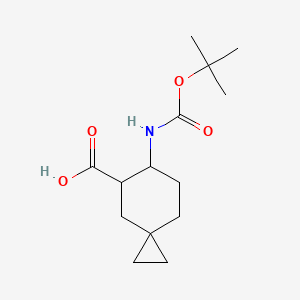 molecular formula C14H23NO4 B2904391 6-{[(叔丁氧基)羰基]氨基}螺[2.5]辛烷-5-羧酸 CAS No. 2219370-91-7