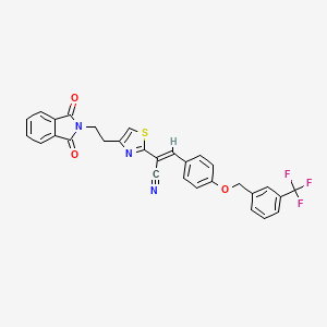 molecular formula C30H20F3N3O3S B2904398 (E)-2-[4-[2-(1,3-dioxoisoindol-2-yl)ethyl]-1,3-thiazol-2-yl]-3-[4-[[3-(trifluoromethyl)phenyl]methoxy]phenyl]prop-2-enenitrile CAS No. 866051-10-7