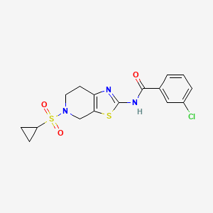 molecular formula C16H16ClN3O3S2 B2904400 3-chloro-N-(5-(cyclopropylsulfonyl)-4,5,6,7-tetrahydrothiazolo[5,4-c]pyridin-2-yl)benzamide CAS No. 1421492-00-3