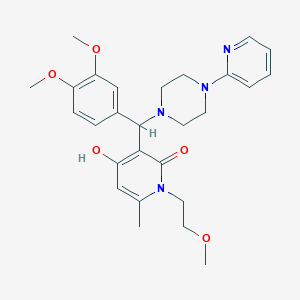 3-((3,4-dimethoxyphenyl)(4-(pyridin-2-yl)piperazin-1-yl)methyl)-4-hydroxy-1-(2-methoxyethyl)-6-methylpyridin-2(1H)-one