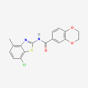 molecular formula C17H13ClN2O3S B2904408 N-(7-chloro-4-methyl-1,3-benzothiazol-2-yl)-2,3-dihydro-1,4-benzodioxine-6-carboxamide CAS No. 896675-93-7