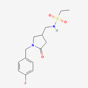 molecular formula C14H19FN2O3S B2904409 N-((1-(4-fluorobenzyl)-5-oxopyrrolidin-3-yl)methyl)ethanesulfonamide CAS No. 954695-16-0