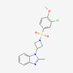 molecular formula C18H18ClN3O3S B2904410 1-[1-(3-Chloro-4-methoxyphenyl)sulfonylazetidin-3-yl]-2-methylbenzimidazole CAS No. 2380189-10-4