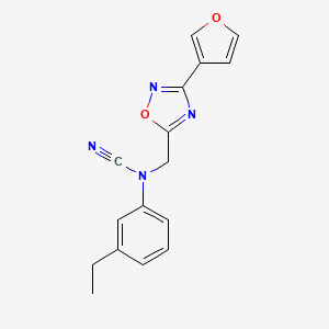 molecular formula C16H14N4O2 B2904417 N-cyano-3-ethyl-N-{[3-(furan-3-yl)-1,2,4-oxadiazol-5-yl]methyl}aniline CAS No. 1423744-65-3