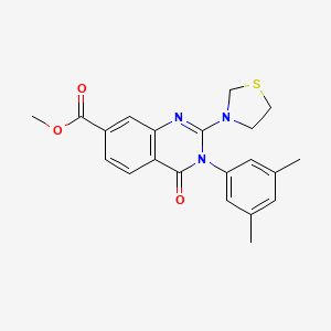 molecular formula C21H21N3O3S B2904419 Methyl 3-(3,5-dimethylphenyl)-4-oxo-2-(thiazolidin-3-yl)-3,4-dihydroquinazoline-7-carboxylate CAS No. 1112433-42-7