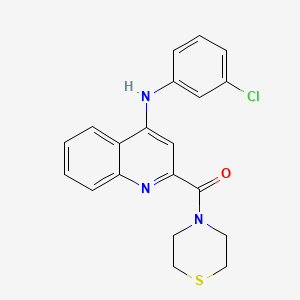 molecular formula C20H18ClN3OS B2904420 (4-((3-氯苯基)氨基)喹啉-2-基)(硫代吗啉)甲酮 CAS No. 1226432-76-3