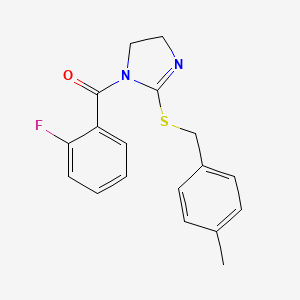 molecular formula C18H17FN2OS B2904423 (2-氟苯基)-[2-[(4-甲基苯基)甲硫基]-4,5-二氢咪唑-1-基]甲酮 CAS No. 851805-02-2