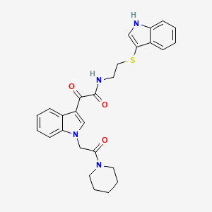 molecular formula C27H28N4O3S B2904434 N-[2-(1H-吲-3-基硫代)乙基]-2-氧代-2-[1-(2-氧代-2-哌啶-1-基乙基)吲-3-基]乙酰胺 CAS No. 872862-38-9