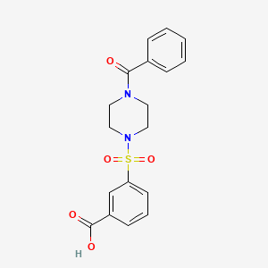 molecular formula C18H18N2O5S B2904438 3-[(4-Benzoylpiperazin-1-yl)sulfonyl]benzoic acid CAS No. 447411-92-9