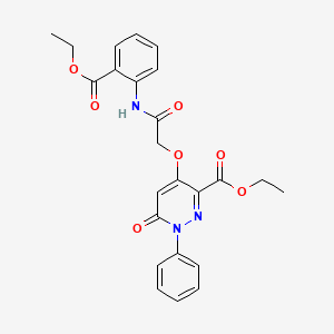 molecular formula C24H23N3O7 B2904467 Ethyl 4-(2-((2-(ethoxycarbonyl)phenyl)amino)-2-oxoethoxy)-6-oxo-1-phenyl-1,6-dihydropyridazine-3-carboxylate CAS No. 899943-13-6