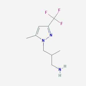 molecular formula C9H14F3N3 B2904468 {2-methyl-3-[5-methyl-3-(trifluoromethyl)-1H-pyrazol-1-yl]propyl}amine CAS No. 1006342-58-0