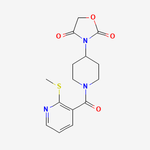 molecular formula C15H17N3O4S B2904473 3-(1-(2-(Methylthio)nicotinoyl)piperidin-4-yl)oxazolidine-2,4-dione CAS No. 2034493-96-2