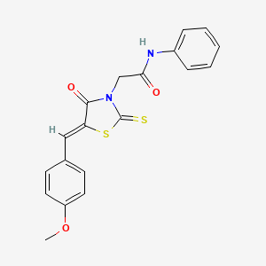 2-[(5Z)-5-[(4-methoxyphenyl)methylidene]-4-oxo-2-sulfanylidene-1,3-thiazolidin-3-yl]-N-phenylacetamide