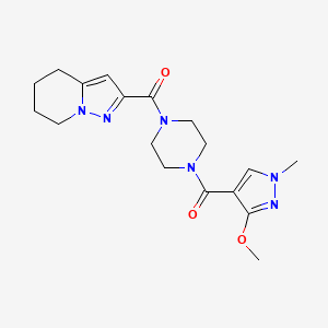 molecular formula C18H24N6O3 B2904476 (3-methoxy-1-methyl-1H-pyrazol-4-yl)(4-(4,5,6,7-tetrahydropyrazolo[1,5-a]pyridine-2-carbonyl)piperazin-1-yl)methanone CAS No. 2034542-90-8