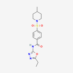 molecular formula C17H22N4O4S B2904480 N-(5-ethyl-1,3,4-oxadiazol-2-yl)-4-(4-methylpiperidin-1-yl)sulfonylbenzamide CAS No. 685837-28-9