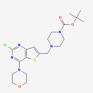 molecular formula C20H28ClN5O3S B2904482 叔丁基4-((2-氯-4-吗啉代噻吩并[3,2-d]嘧啶-6-基)甲基)哌嗪-1-羧酸酯 CAS No. 885699-79-6