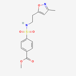 molecular formula C14H16N2O5S B2904483 4-(N-(2-(3-甲基异恶唑-5-基)乙基)磺酰胺基)苯甲酸甲酯 CAS No. 1421459-48-4