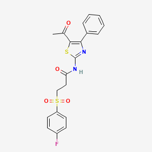 molecular formula C20H17FN2O4S2 B2904488 N-(5-acetyl-4-phenylthiazol-2-yl)-3-((4-fluorophenyl)sulfonyl)propanamide CAS No. 898405-61-3