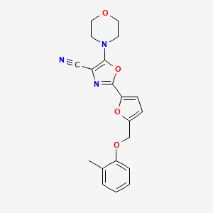 molecular formula C20H19N3O4 B2904499 5-Morpholino-2-(5-((o-tolyloxy)methyl)furan-2-yl)oxazole-4-carbonitrile CAS No. 941903-97-5