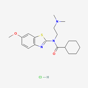 molecular formula C19H28ClN3O2S B2904508 N-(2-(二甲氨基)乙基)-N-(6-甲氧基苯并[d]噻唑-2-基)环己烷甲酰胺盐酸盐 CAS No. 1215619-67-2