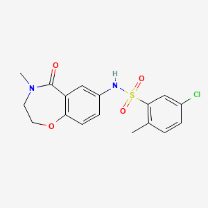 molecular formula C17H17ClN2O4S B2904519 5-chloro-2-methyl-N-(4-methyl-5-oxo-2,3,4,5-tetrahydrobenzo[f][1,4]oxazepin-7-yl)benzenesulfonamide CAS No. 922061-95-8