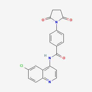 molecular formula C20H14ClN3O3 B2904529 N-(6-氯喹啉-4-基)-4-(2,5-二氧代吡咯烷-1-基)苯甲酰胺 CAS No. 955314-97-3