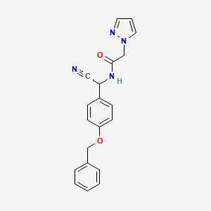 molecular formula C20H18N4O2 B2904544 N-{[4-(benzyloxy)phenyl](cyano)methyl}-2-(1H-pyrazol-1-yl)acetamide CAS No. 1355642-64-6