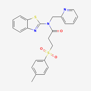 molecular formula C23H21N3O3S2 B2904552 N-(benzo[d]thiazol-2-yl)-N-(pyridin-2-ylmethyl)-3-tosylpropanamide CAS No. 886905-63-1