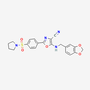 5-[(1,3-Benzodioxol-5-ylmethyl)amino]-2-[4-(pyrrolidin-1-ylsulfonyl)phenyl]-1,3-oxazole-4-carbonitrile