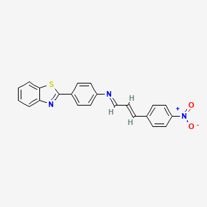 molecular formula C22H15N3O2S B2904557 (E)-4-(benzo[d]thiazol-2-yl)-N-((E)-3-(4-nitrophenyl)allylidene)aniline CAS No. 52644-31-2