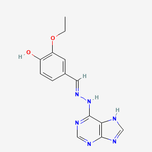 molecular formula C14H14N6O2 B2904571 (E)-4-((2-(9H-嘌呤-6-基)肼基)甲基)-2-乙氧基苯酚 CAS No. 537667-31-5