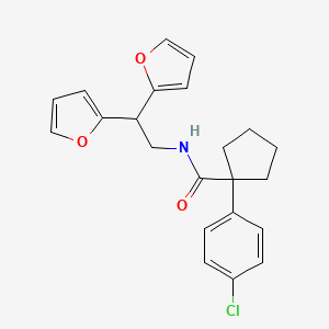 molecular formula C22H22ClNO3 B2904572 N-[2,2-双(呋喃-2-基)乙基]-1-(4-氯苯基)环戊烷-1-甲酰胺 CAS No. 2320960-21-0