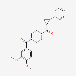 molecular formula C23H26N2O4 B2904574 (4-(3,4-Dimethoxybenzoyl)piperazin-1-yl)(2-phenylcyclopropyl)methanone CAS No. 1209867-15-1