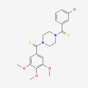 molecular formula C21H23BrN2O3S2 B2904575 (3-Bromophenyl)(4-(3,4,5-trimethoxyphenylcarbonothioyl)piperazin-1-yl)methanethione CAS No. 1021207-97-5