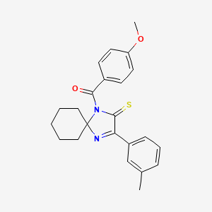 molecular formula C23H24N2O2S B2904591 1-(4-甲氧基苯甲酰)-3-(3-甲基苯基)-1,4-二氮杂螺[4.5]癸-3-烯-2-硫酮 CAS No. 1223799-19-6