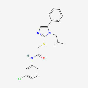 molecular formula C21H22ClN3OS B2904608 N-(3-chlorophenyl)-2-((1-isobutyl-5-phenyl-1H-imidazol-2-yl)thio)acetamide CAS No. 1207056-25-4