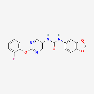 molecular formula C18H13FN4O4 B2904612 1-(Benzo[d][1,3]dioxol-5-yl)-3-(2-(2-fluorophenoxy)pyrimidin-5-yl)urea CAS No. 1396760-67-0