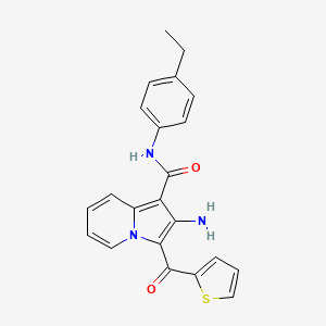 molecular formula C22H19N3O2S B2904613 2-amino-N-(4-ethylphenyl)-3-(thiophene-2-carbonyl)indolizine-1-carboxamide CAS No. 898436-84-5