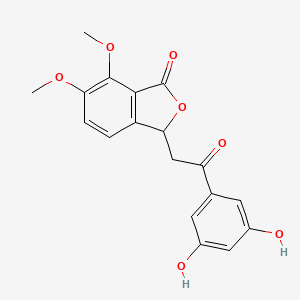 molecular formula C18H16O7 B2904617 3-(2-(3,5-dihydroxyphenyl)-2-oxoethyl)-6,7-dimethoxyisobenzofuran-1(3H)-one CAS No. 725217-83-4