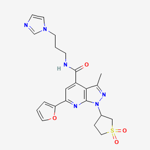 N-(3-(1H-imidazol-1-yl)propyl)-1-(1,1-dioxidotetrahydrothiophen-3-yl)-6-(furan-2-yl)-3-methyl-1H-pyrazolo[3,4-b]pyridine-4-carboxamide
