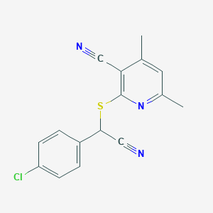2-{[(4-Chlorophenyl)(cyano)methyl]sulfanyl}-4,6-dimethylnicotinonitrile