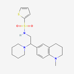 molecular formula C21H29N3O2S2 B2904624 N-(2-(1-methyl-1,2,3,4-tetrahydroquinolin-6-yl)-2-(piperidin-1-yl)ethyl)thiophene-2-sulfonamide CAS No. 946241-43-6